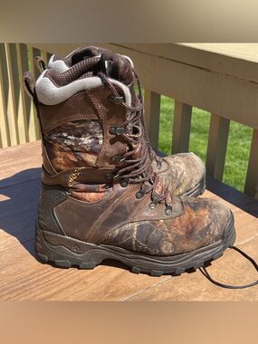 Rocky Brown Camo Men's 9”waterproof Utility Boots 10.5M
